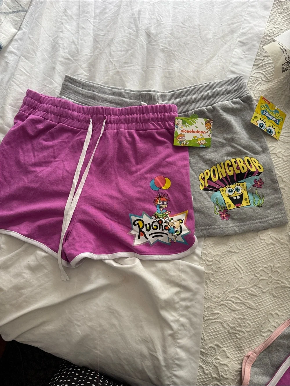 Nickelodeon Rugrats Pink & SpongeBob Gray Colorblock Lounge Shorts 2 for one